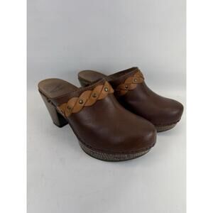 Dansko Rach Clogs Leather Braided Mule Brandy Comfort Heel US 6 EU 36